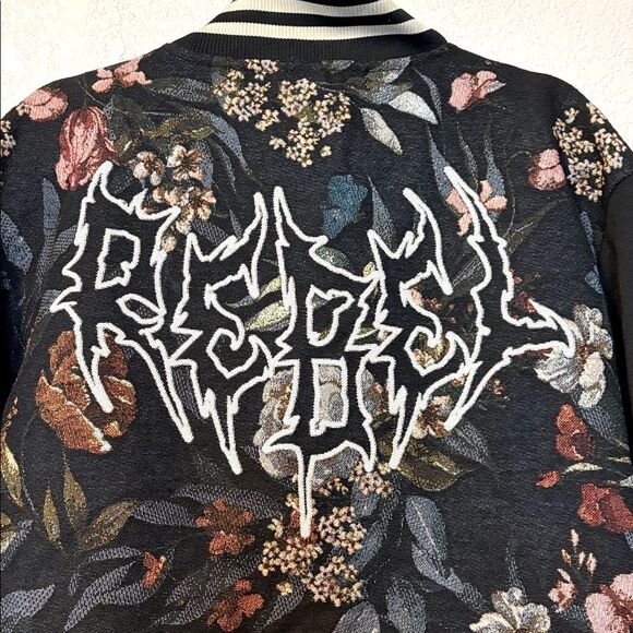 Rebel Vengeance Black and Floral Varsity Jacket - Picture 4 of 6